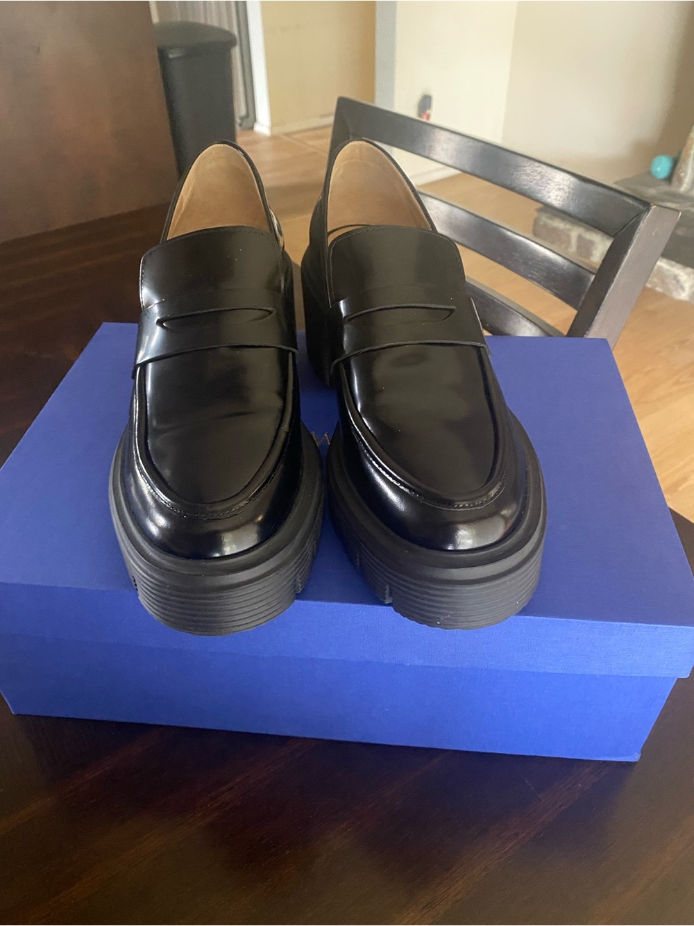 Stuart Weitzman Soho Leather Platform Penny Loafers